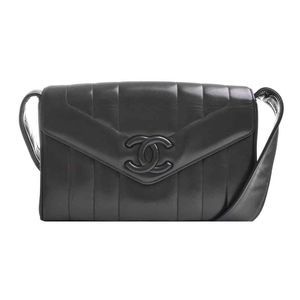 Chanel Lambskin Mademoiselle Cocomark Shoulder Bag Black